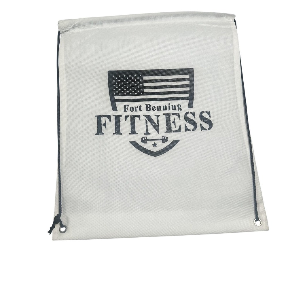 Fort Benning Fitness Drawstring Backpack White Gym Training Bag Plastic Unisex